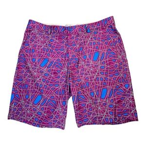 Hreski Geometric Print Mens Golf Performance Shorts Size 40 Flex 10" Purple Blue